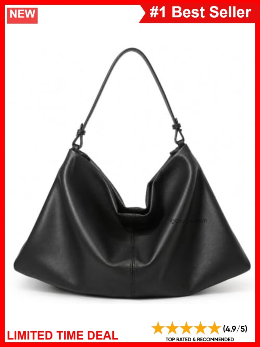 Genuine Leather Slouchy Hobo Shoulder Bag Fits 14-Inch Laptop